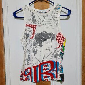 Zara TRF Pop Art Sleeveless Top - Colorful Comic Print, Size L